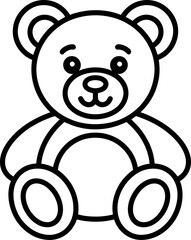 Obraz premium Cute Black and White Teddy Bear Outline cartoon
