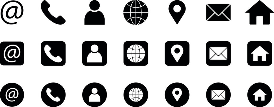 Illustration Vector Graphic of contact design template. company connection business card curriculum vitae icon set. Phone, website, address, location and mail logo symbol sign pack.