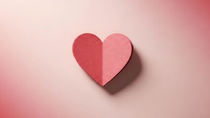 Red Paper Heart Minimal Valentine Background with Soft Romantic Lighting