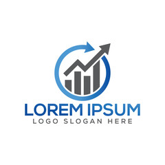 Professional business logo with growing graph and blue arrow