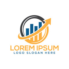 Modern business logo with growing graph and arrow