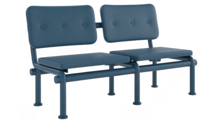 Blue double seat bench metal isolated on a transparent background