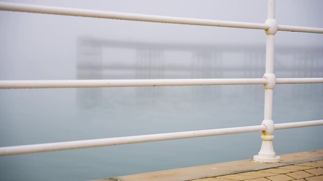 Muelle del Tinto in Huelva, Spain. foggy day. super slow motion at 100 fps. 
