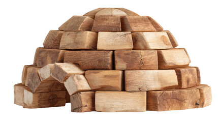 Wooden Igloo Structure Isolated on Transparent Background, Conceptual Shelter Design