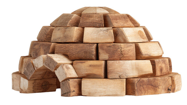 Wooden Igloo Structure Isolated on Transparent Background, Conceptual Shelter Design