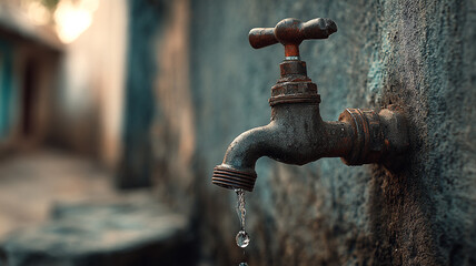 a tap in a rural village