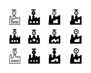 Factory Logo Variations. Factory. Icon set. Set Logo of factory: pressure valve symbol. harmonious logo variations of the same emblematic concept, each with
