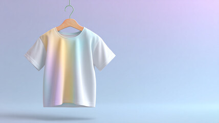 Kids t-shirt mockup on hanger, soft pastel background
