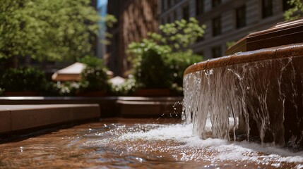 City crews manage complex fountain infrastructure repair, coordinating plumbing, electrical systems, and surface restoration for public use. cinematic color correction, natural uneven lighting yet