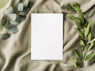 Elegant wedding invitation card mockup with natural light and subtle shadow for modern, luxury, or classic wedding stationery