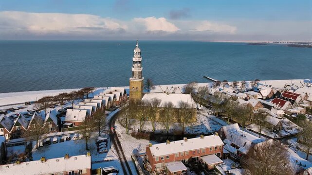 The historic town of Hindeloopen, located near the IJsselmeer in the Netherlands