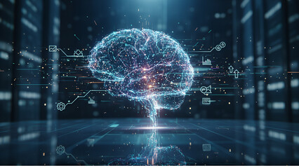 abstract technology background with brain