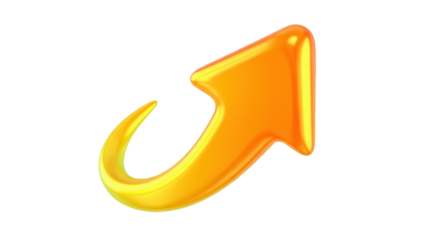 Isolated orange arrow pointing up and left, suggesting progress or direction of growth