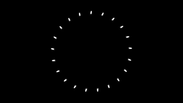 Firework circle burst 4K animation with luminous glowing lines and glittering particles, abstract blast motion with smooth seamless loop for visual effects on black screen background