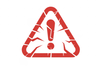 Red warning sign with exclamation mark red sign caution sign isolated on a transparent background