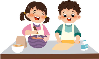 Kid cooking and baking