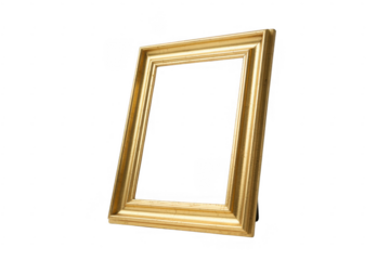 Golden Frame empty ornate shiny isolated on a transparent background
