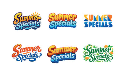 Summer Special Lettering Styles. Summer Specials. Set lettering. harmonious lettering variations of the same emblematic concept, each with different artistic