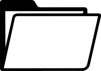 Black and White File Folder Icon Vector for Data Management and Document Storage