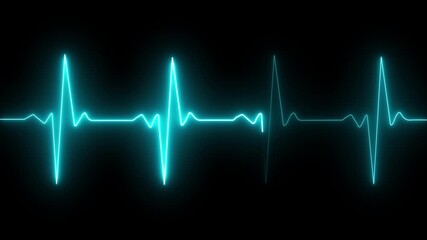 Neon Light Heartbeat Display Screen Medical Research. Cardiogram in heart shape heartbeat heat pulse glowing neon light Neon animation of heartbeat. heart beat on monitor 4k video