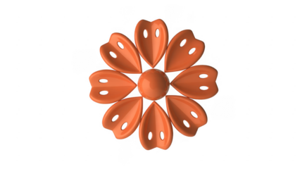 Orange flower-shaped decoration craft petals isolated on a transparent background