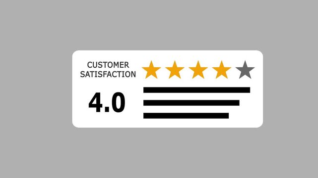 Glowing neon Rating 4 stars icon animation. animation customer review concept, character giving fore star feedback on neon rectangle. animated customer satisfaction rating