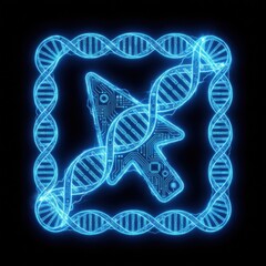 Digital DNA Structure with Technology Elements and Abstract Lighting