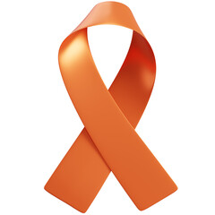 Orange Awareness Ribbon Symbol of Leukemia, Multiple Sclerosis (MS), Kidney Cancer, Hunger Awareness, Gun Violence Prevention, ADHD, Self-harm Awareness, and Cultural Diversity