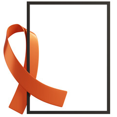 Orange Awareness Ribbon Symbol of Leukemia, Multiple Sclerosis (MS), Kidney Cancer, Hunger Awareness, Gun Violence Prevention, ADHD, Self-harm Awareness, and Cultural Diversity