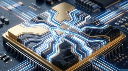 Advanced Technology Circuit Board with Illuminated Chip Design