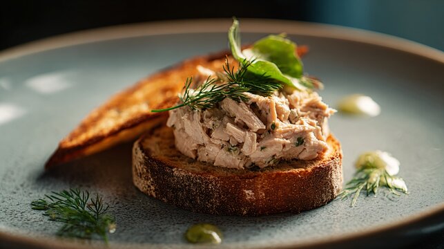 Chicken rillettes minimalist plating for modern bistro branding