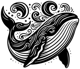 Obraz premium sea illustration nature silhouette marine logo mammal icon ocean outline animal whale wildlife underwater water blue marine life life humpback shape and vector graphic background