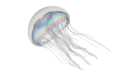 Isolated Jellyfish on a Neutral Backdrop, Transparent, Pelagic, Nature, Swimming, Deep Sea Life