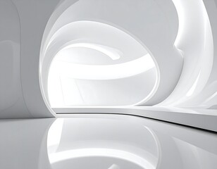 Modern, futuristic architectural interior with curving white walls