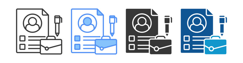 Job Application Icon Set Vector Collection Isolated In Black And White
