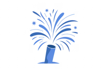 Blue Fireworks Explosion celebration isolated on a transparent background
