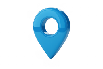 Blue location pin map marker symbol navigation isolated on a transparent background