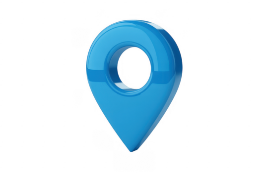 Blue location pin map marker symbol navigation isolated on a transparent background - Powered by Adobe