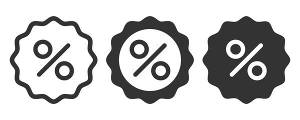 Discount graphic icons set. Price is lowered signs isolated on white background. Reduction cost symbols. Vector illustration