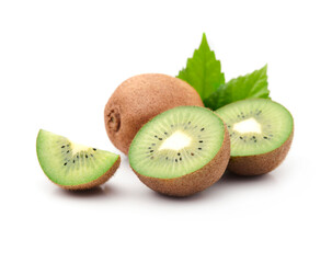 Sweet kiwi fruits with leaves