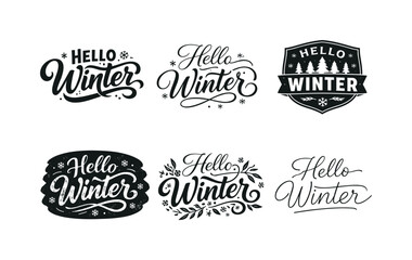 Fototapeta premium Winter Lettering Variations. Winter mood. Set lettering. harmonious lettering variations of the same emblematic concept, each with different artistic