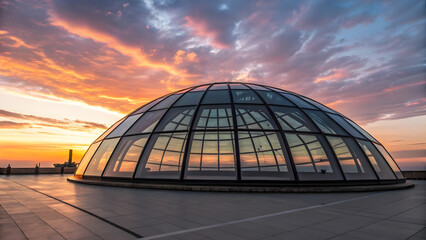 Obraz premium Modern glass dome at sunset