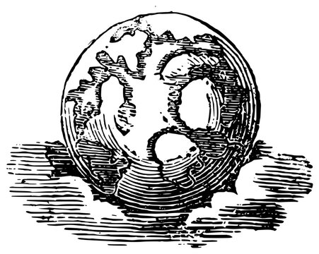 Vintage Illustration of Earth Globe with Clouds