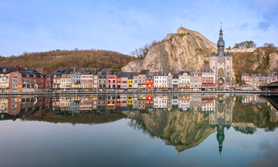 Dinant Panorama with Church and Citadel Reflected in the Meuse, Belgium