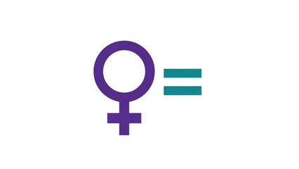 Female Equality Symbol Purple and Green on White Background