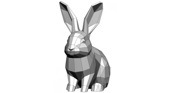 Geometric Rabbit Sculpture polygon isolated on a transparent background - Powered by Adobe