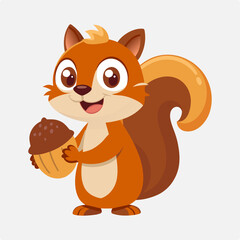 Fototapeta premium Cute Squirrel Holding Acorn Icon