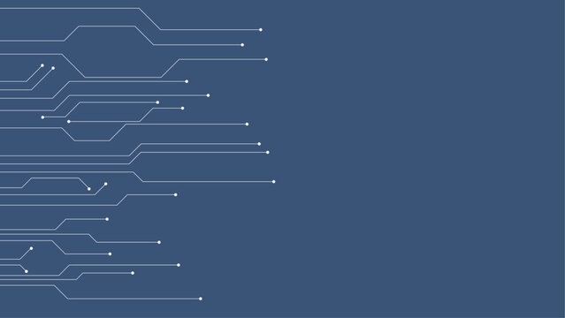 Futuristic Blue Neon Circuit Lines on Black Background &ndash; Abstract Technology PCB Connection Pattern for Cyber Security, Digital Interface, Data Network, Electronics, and Modern Tech Design