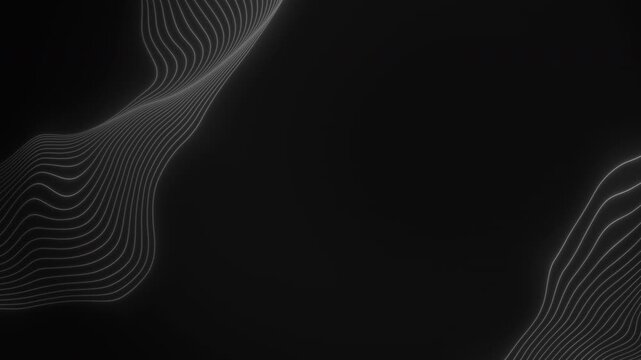 Abastract flowing line edges on dark background for text layouts, seamless looping animation