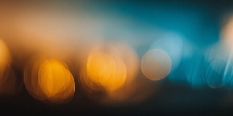 Out of focus city lights create a vibrant background with warm and cool color contrasts.